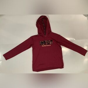 Calvin Klein Burgundy Hooded Top with Patterned Accent